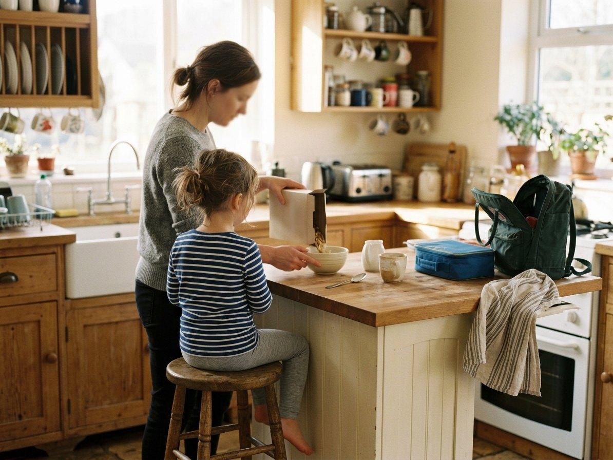 A Connecticut family in the kitchen of their home